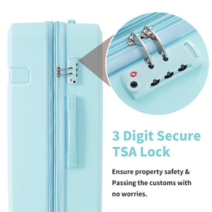 English Elm 4 Piece Hard Shell Abs Luggage Set with Spinner Wheels Tsa Lock and Packing Cubes Light Blue N732P197378N