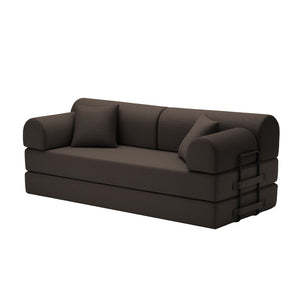 English Elm Convertible Corduroy Floor Sofa Folds Flat as Sleeper Daybed for Studio Living Brown W5532P438820
