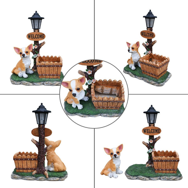 English Elm Sitting Corgi Resin Planter Sculpture Whimsical Porch Garden Decor with Succulent Cavity W5398P464244