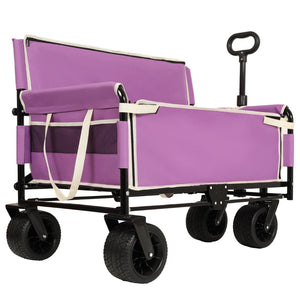 English Elm 3-in-1 Convertible Folding Wagon with Bench Seat Steel Frame 500lb Capacity Purple W2932P283543