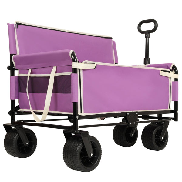 English Elm 3-in-1 Convertible Folding Wagon with Bench Seat Steel Frame 500lb Capacity Purple W2932P283543