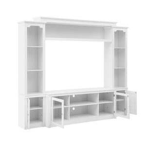 English Elm Entertainment Wall Unit with Glass Doors Open Shelving Mdf Living Room Storage White N710S688102K