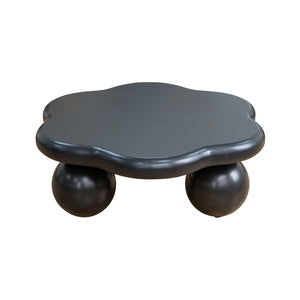 English Elm 35" Cloud Shaped Mdf Coffee Table Sculptural Round Top with Spherical Legs for Modern Living Black W1435S00030