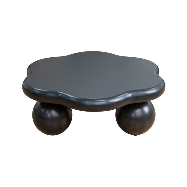 English Elm 35" Cloud Shaped Mdf Coffee Table Sculptural Round Top with Spherical Legs for Modern Living Black W1435S00030