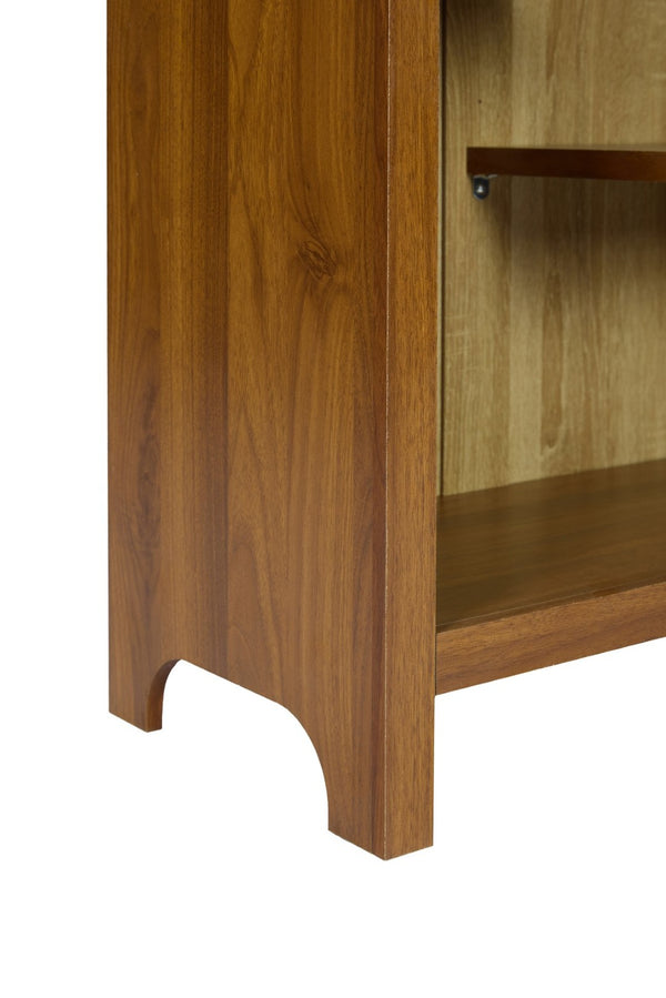 English Elm 4-tier Arched Freestanding Bookcase with Lattice Doors Open Display and Cabinet Storage W3123P485377