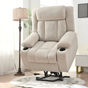English Elm Power Lift Recliner Chair - Comfortable Fabric Seating With Remote, Cup Holders & Extended Footrest W1028S00042-GIGA
