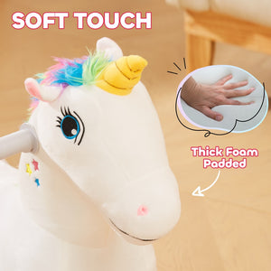 English Elm Qaba Battery Powered Toddler Ride on Pony with Music Soft Touch Foam Seat Pu Wheels White W2225P249817