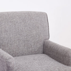 English Elm Vintage Linen Armchair with Rolled Arms and Turned Wood Legs — Plush Cushions, Sturdy Support, Timeless Accent for Living Spaces Coffee 29.84 L x 29.5 W x 18.42 H N701P326070N