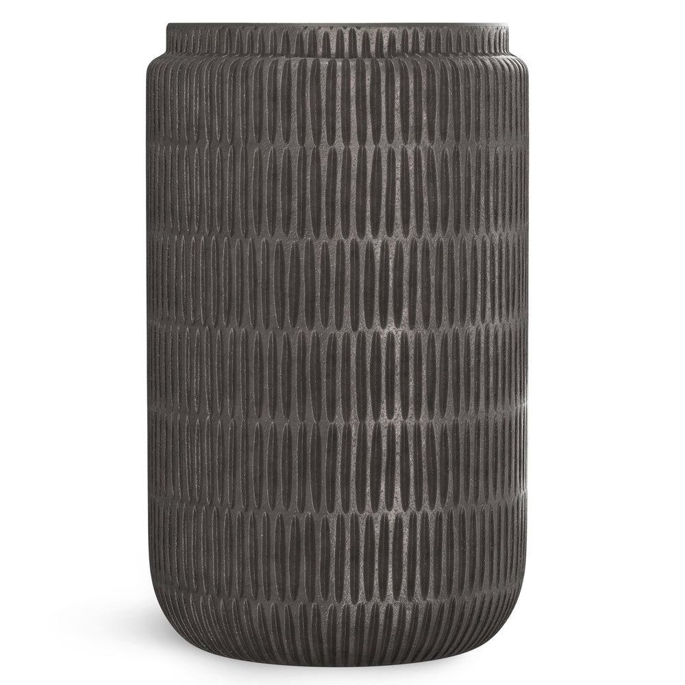 English Elm Juno Cast Aluminum Side Table in Graphite Finish — Handcrafted Textured Round End Table, 18" x 24" B136P239040