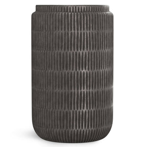 English Elm Juno Cast Aluminum Side Table in Graphite Finish — Handcrafted Textured Round End Table, 18" x 24" B136P239040