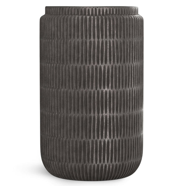 English Elm Juno Cast Aluminum Side Table in Graphite Finish — Handcrafted Textured Round End Table, 18" x 24" B136P239040