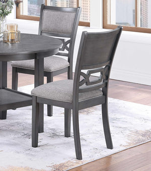 English Elm Gray Round 5-Piece Dining Set with Lower Shelf and Upholstered Chairs — Contemporary Charcoal Style Gray 45 L x 15 W x 46 H B011P373697
