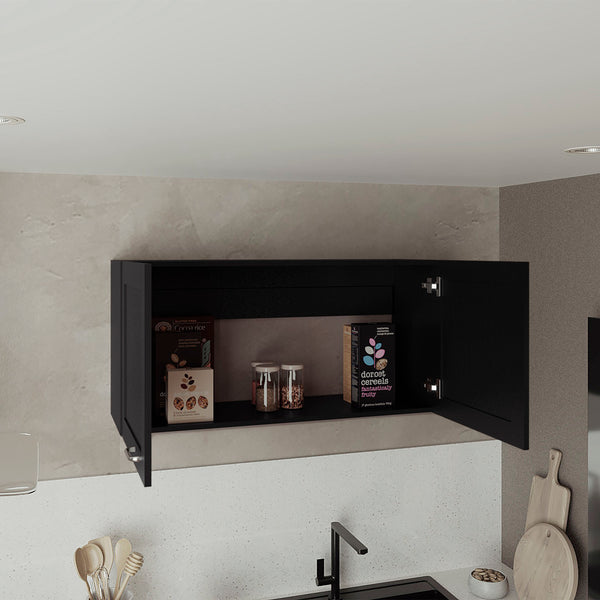 English Elm Zurich Black Wengue Wall Cabinet Double Door 39" Wide, One Shelf—Sleek Kitchen & Utility Storage B070P337093