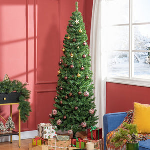 English Elm Homcom 7Ft Slim Douglas Fir Christmas Tree - Realistic Unlit Design For Compact Spaces & Easy Setup W2225P249651