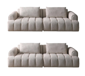 English Elm 2ps, Arc Chenille Sectional Sofa with Tufted Back for Apartments and Living Rooms W2664S00058
