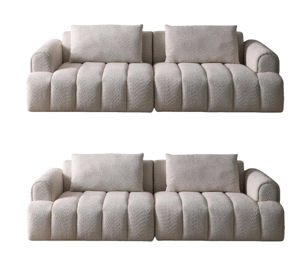 English Elm 2ps, Arc Chenille Sectional Sofa with Tufted Back for Apartments and Living Rooms W2664S00058