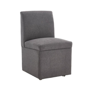 English Elm COOLMORE Swivel Rolling Dining Chair with Hidden Storage, Linen Upholstered 4-Wheel Multiuse Seat Dark Gray W1539P277680