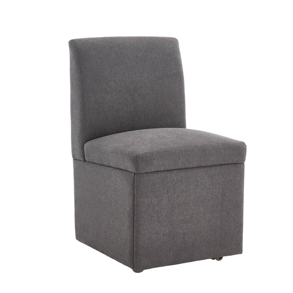 English Elm COOLMORE Swivel Rolling Dining Chair with Hidden Storage, Linen Upholstered 4-Wheel Multiuse Seat Dark Gray W1539P277680