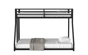 English Elm Adam Twin over Full Bunk Bed Metal Black – Sturdy, Squeak-Free Frame, Full Guardrail, Floor-Safe Caps B083P152992