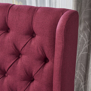 English Elm Dining Chair Set of Two Wingback Button Tufted High Back Birch Leg Upholstered Red 61539.00DRED
