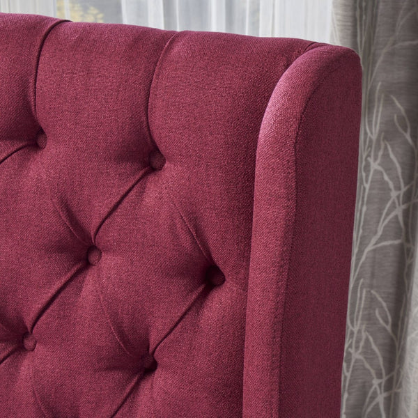 English Elm Dining Chair Set of Two Wingback Button Tufted High Back Birch Leg Upholstered Red 61539.00DRED
