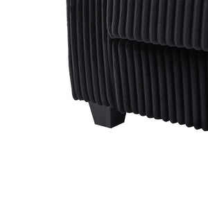 English Elm 4-seater Corduroy Sofa with USB Ports, Flip-Top Cup Holders, Hidden Arm Storage & Ultra-Deep Seats Black N719S001990B