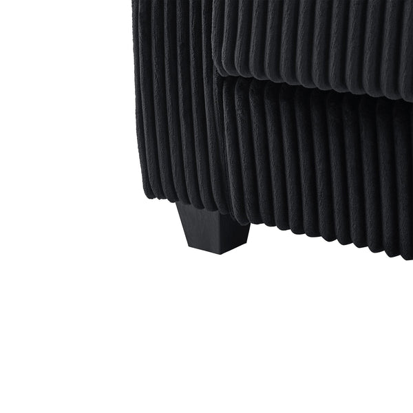 English Elm 4-seater Corduroy Sofa with USB Ports, Flip-Top Cup Holders, Hidden Arm Storage & Ultra-Deep Seats Black N719S001990B