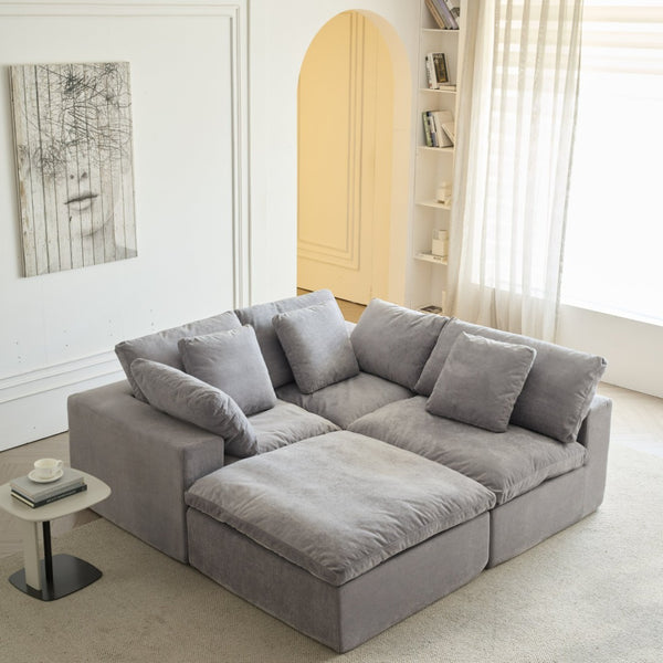 English Elm H-022-left Armrest Sherpa Sectional Module Plush Modular Piece for Cozy Living Rooms W3622P346266