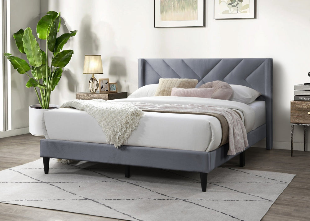 English Elm Modern Diamond Tufted Platform Bed Burlap Upholstered Frame for Loft Bedrooms Grey B011P418609