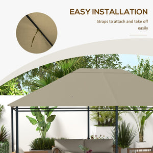 English Elm Outsunny 10' X 13' Gazebo Canopy Replacement Top With Ventilation, Drain Holes & Uv Protection Khaki W2225P174264-GIGA
