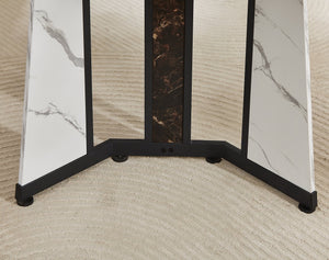 English Elm 70.9"Rectangular Waterproof Large Dining Table for 8 with Marble Top, Steel Frame, Adjustable Legs White+Black W1162P291768