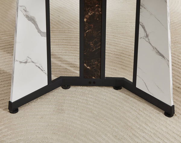 English Elm 70.9"Rectangular Waterproof Large Dining Table for 8 with Marble Top, Steel Frame, Adjustable Legs White+Black W1162P291768