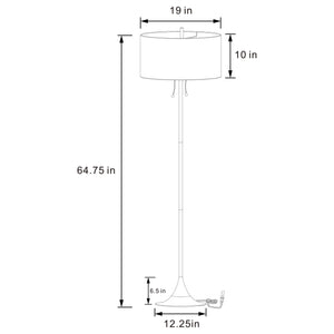 English Elm Bellflower Gold Floor Lamp - 65-Inch Modern Drum Shade With Elegant Tulip Base For Cozy Ambiance B062P299852