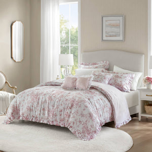 English Elm 5 Piece Full/Queen Comforter Set with Decorative Pillows - Soft Microfiber, Hypoallergenic, Cozy Layering Pink 16.54 L x 12.6 W x 7.09 H B035P381289