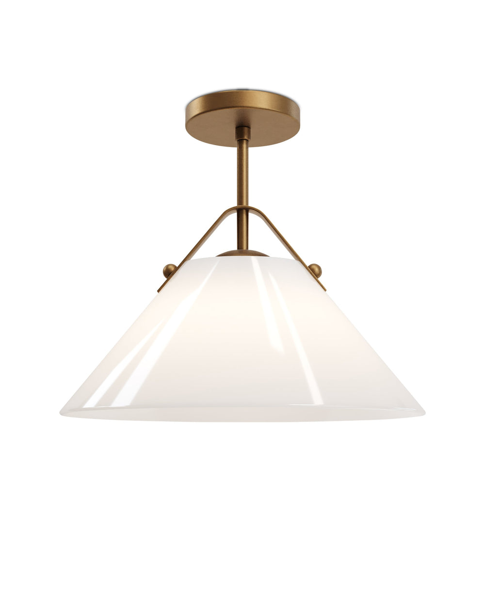 Currey & Company Bronwen Brass Pendant Light - Equestrian-inspired Elegance With Dimmable Flared Glass Shade Gold Glass ,Metal 9000-1279-currey-company