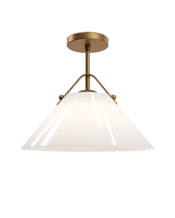 Currey & Company Bronwen Brass Pendant Light - Equestrian-inspired Elegance With Dimmable Flared Glass Shade Gold Glass ,Metal 9000-1279-currey-company