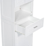 English Elm Tall Bathroom Cabinet With Laundry Basket, Large Storage Space Tilt-Out Laundry Hamper and Upper Storage Cabinet, White