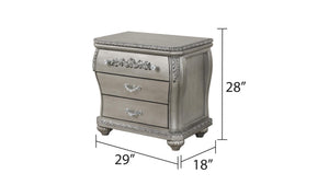 English Elm Destiny 3-Drawer Nightstand in Silver Finish — Elegant Solid & Manufactured Wood Bedside Storage, Spacious B009P234701