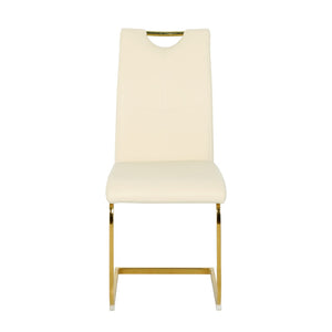 English Elm Modern Pu Leather Dining Chairs with Gold Legs Cushioned Seat for Kitchen or Bedroom W210P371642