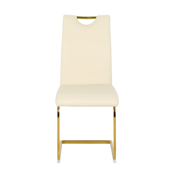 English Elm Modern Pu Leather Dining Chairs with Gold Legs Cushioned Seat for Kitchen or Bedroom W210P371642