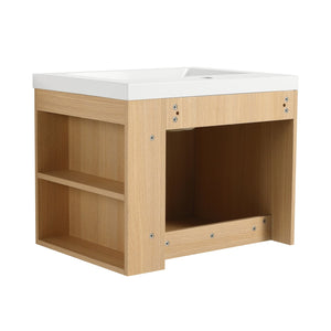 English Elm 24" Bathroom Vanity Sink Combo - Modern Oak Cabinet Set With Ample Storage & Soft-Close Doors W1972P204941