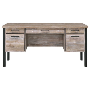 English Elm Azura Weathered Oak 4-drawer Office Desk with Spacious Work Surface, Rustic Engineered Wood, Organized Storage B062P337737