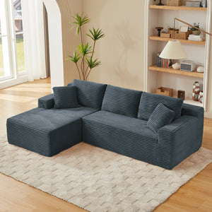 English Elm L-shaped Modular Cloud Sectional Corduroy Sofa Deep Seat Sleeper for Living Room W2339S00119
