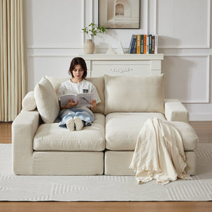 English Elm 99-Inch L-Shaped Corduroy Sectional Sofa With Chaise & 3 Pillows – Modern Comfort For Any Room! W834S00490