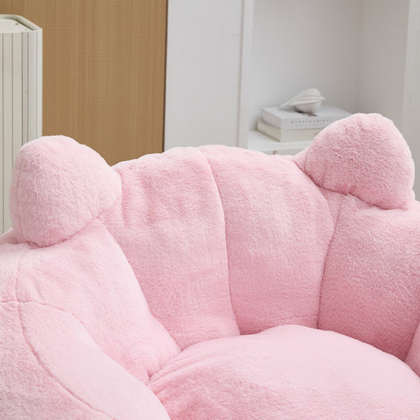 English Elm Cat-shaped Bean Bag Sofa with Sculptural Tail Armrest for Playful Living Spaces Pink W2311P457294
