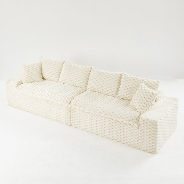 English Elm Luxury Turtle Velvet Multifunctional Sofa - Modular 4-Seater White/Green/Black/Pink, 400lb Capacity, Cozy Stylish Living Room Statement Piece W3371S00039