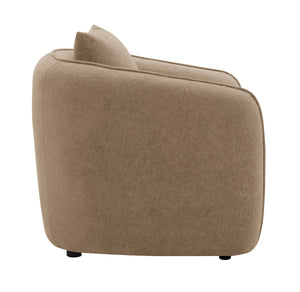 English Elm Keith Brown Chenille Chair with Plush Foam Support, KD Wooden Frame, Toss Pillow & Stylish Legs B2726P252312