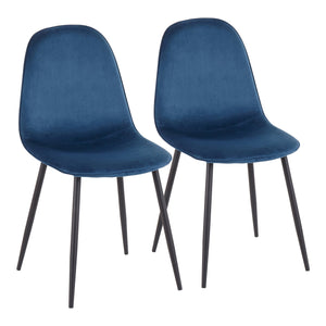 English Elm Pebble Blue Velvet Dining Chairs with Black Steel Frame by LumiSource, Set of 2 — Modern Comfort B202P223633