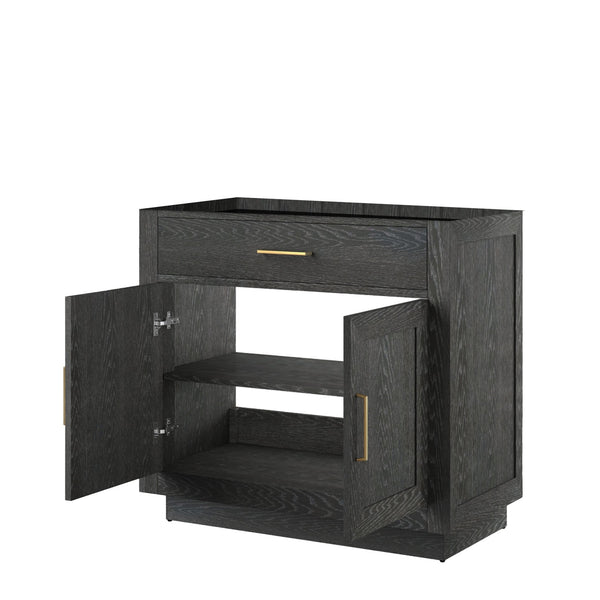 English Elm Black Oak Single Bath Vanity 36-in W x 22-in D – Midcentury Wood Single Sink, Soft-Close, Ready B2731P260807