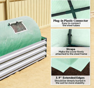 English Elm Portable Tunnel Mini Greenhouse with Steel Frame and Pe Cover for Outdoor Gardens T3971P433746
